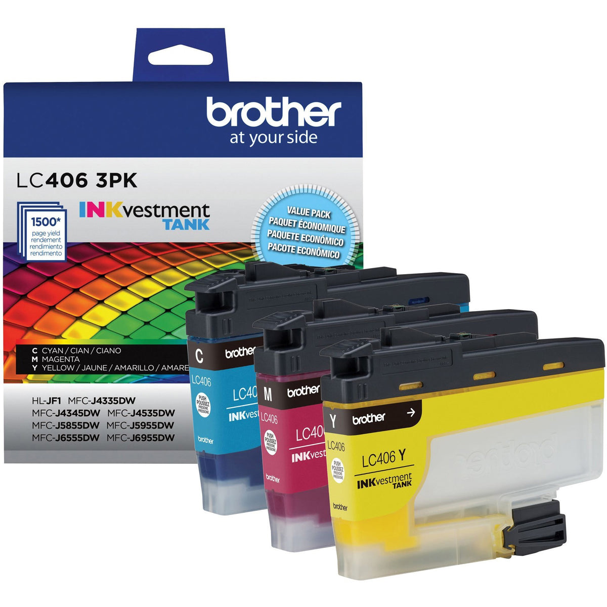 Brother INKvestment LC4063PK Original Standard Yield Inkjet Ink Cartridge - Cyan, Magenta, Yellow - 1 Each - 1500 Pages 