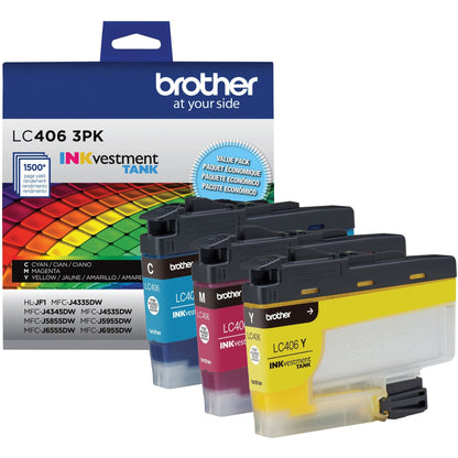 Brother INKvestment LC4063PK Original Standard Yield Inkjet Ink Cartridge - Cyan, Magenta, Yellow - 1 Each - 1500 Pages 