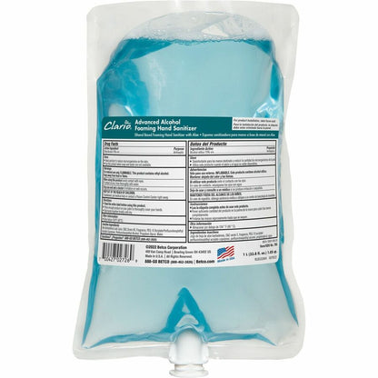 Betco Clario Hand Sanitizer Foam Refill - Citrus Scent - 1.06 quart - Kill Germs - Hand - Moisturizing - Light Blue - 6 
