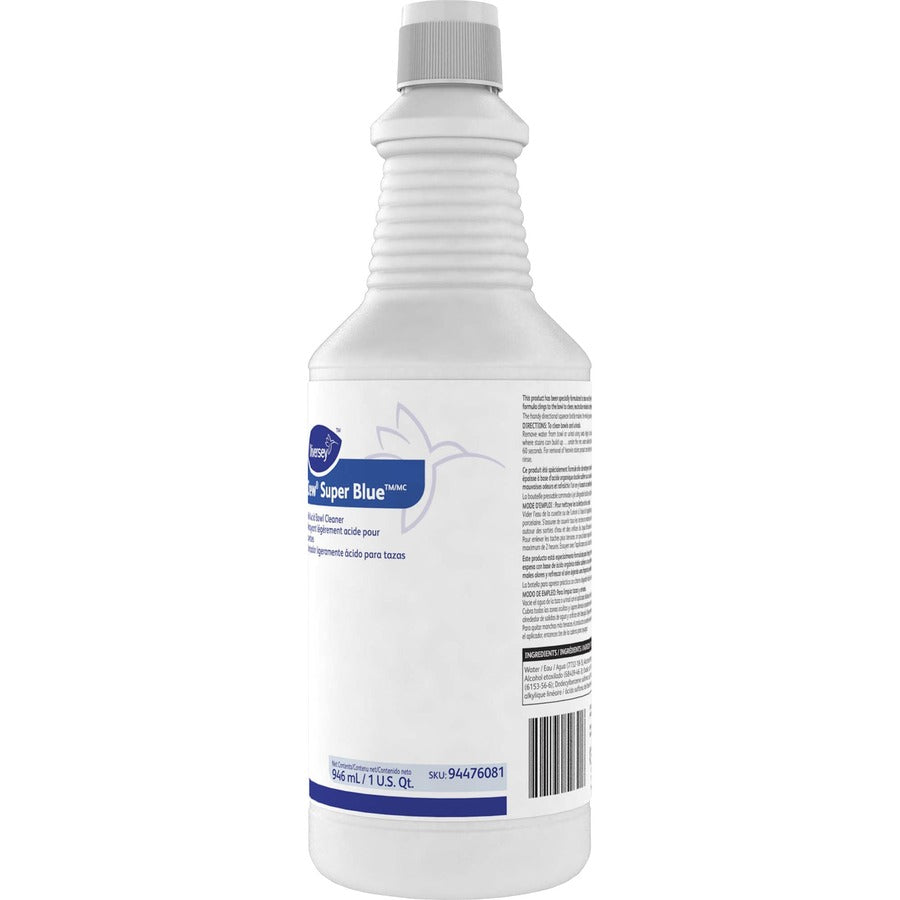 Diversey Crew Super Blue Acid Bowl Cleaner - Ready-To-Use - 32 oz (2 lb) - Citrus Scent - Organic - Blue Bottle - 12 / C