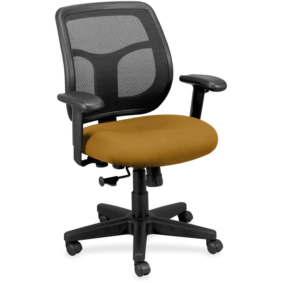 Eurotech Apollo Synchro Mid-Back Chair - Butterscotch Seat Color - Fabric Seat Material - Black Back Color - Fabric Back
