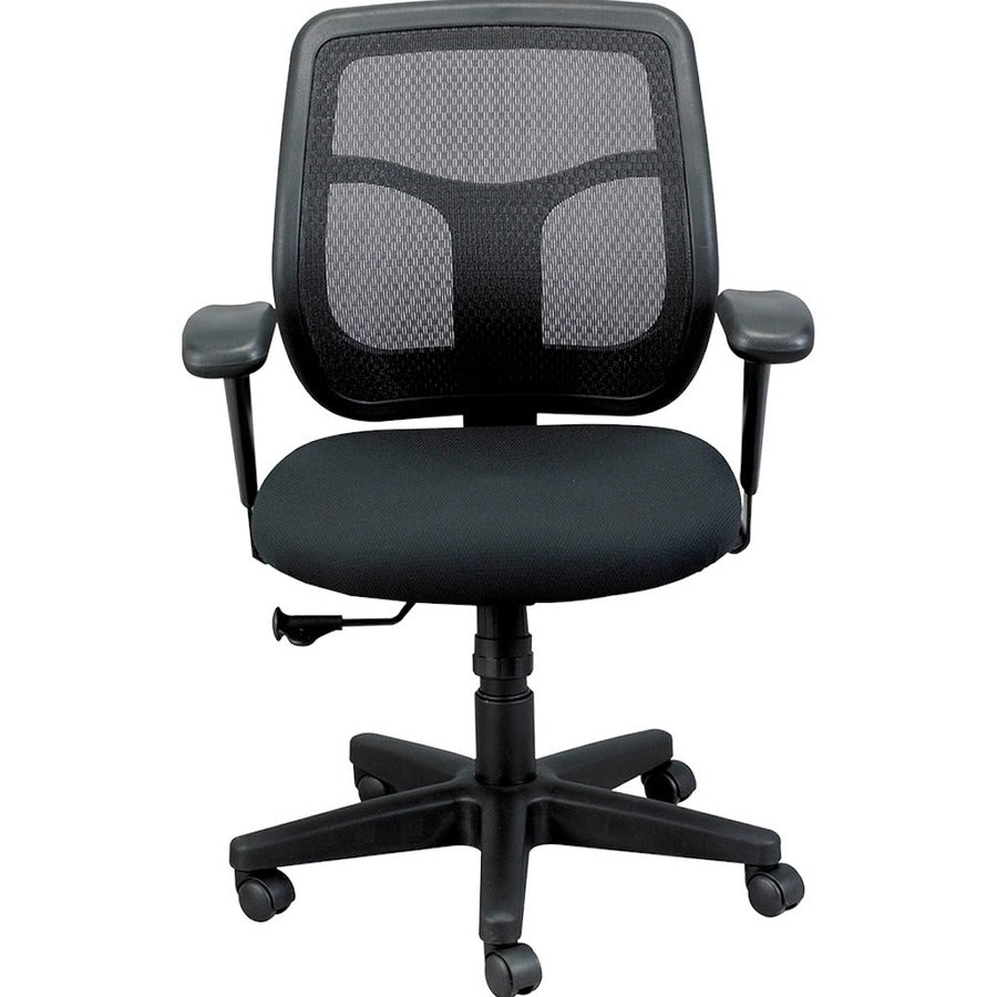 Eurotech Apollo Synchro Mid-Back Chair - Cafe Seat Color - Fabric Seat Material - Black Back Color - Fabric Back Materia