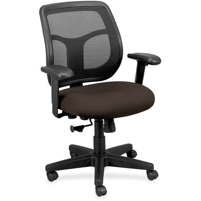 Eurotech Apollo Synchro Mid-Back Chair - Java Seat Color - Fabric Seat Material - Black Back Color - Mesh Back Material 