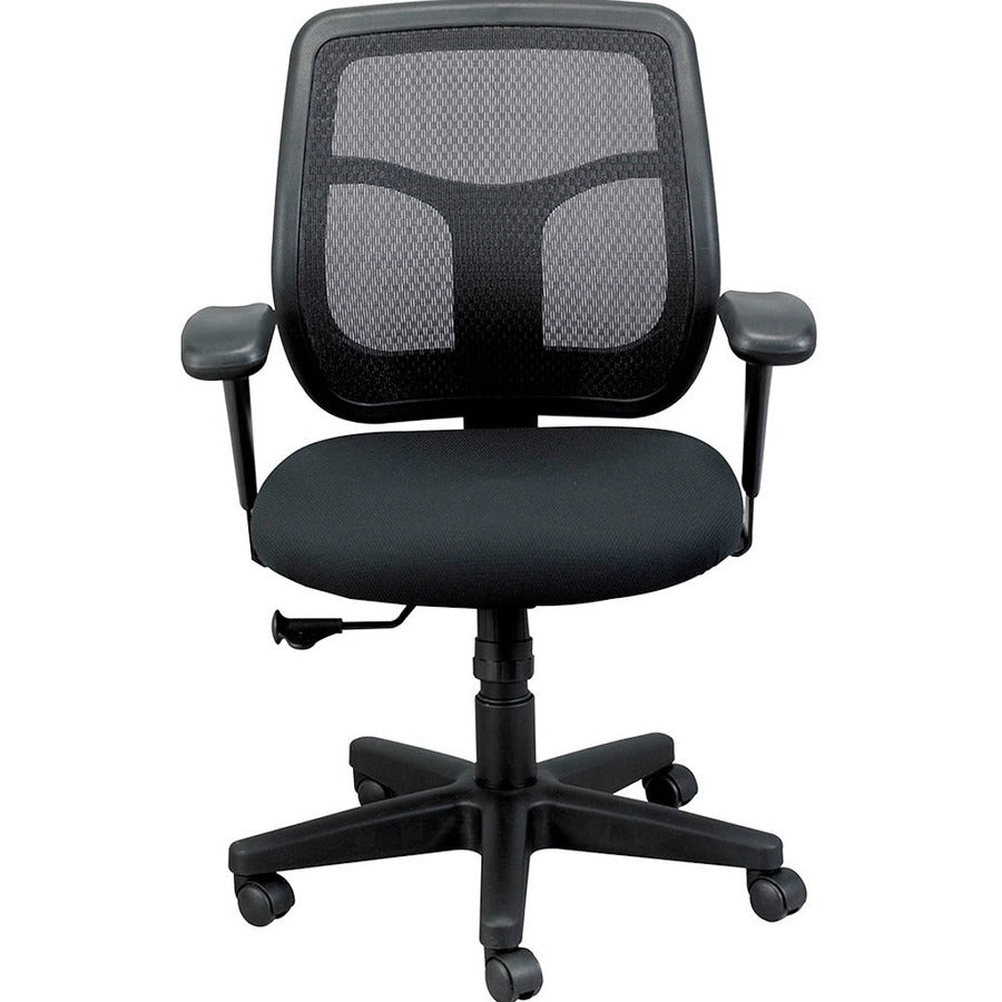 Eurotech Apollo Synchro Mid-Back Chair - Java Seat Color - Fabric Seat Material - Black Back Color - Mesh Back Material 