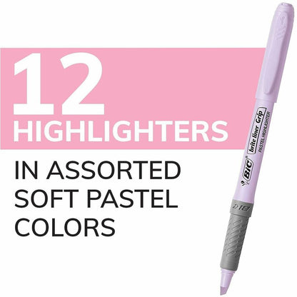 BIC Brite Liner Grip Highlighters, Assorted - 12 / Dozen