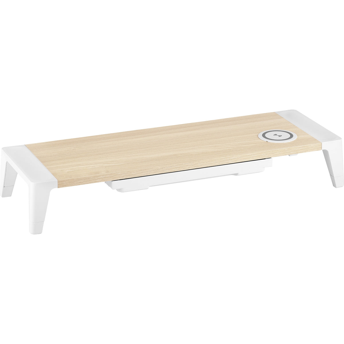 Bostitch Wireless Charging Wooden Monitor Stand - 33 lb Load Capacity - 4" Height x 24" Width x 8" Depth - Wood, Wood Gr