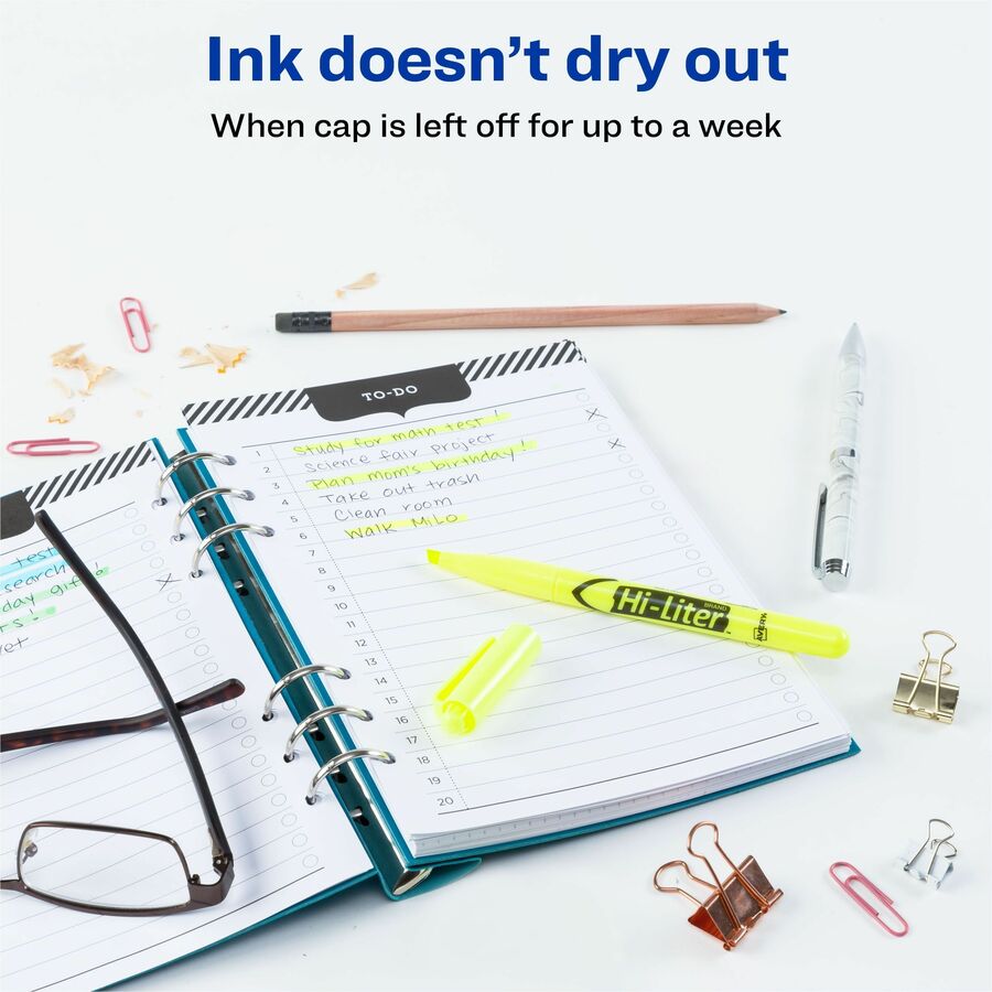 Avery® Pen Style Highlighters - Fluorescent Yellow Ink - Journaling, Planner, Classroom, School, Home, Office, Sketching