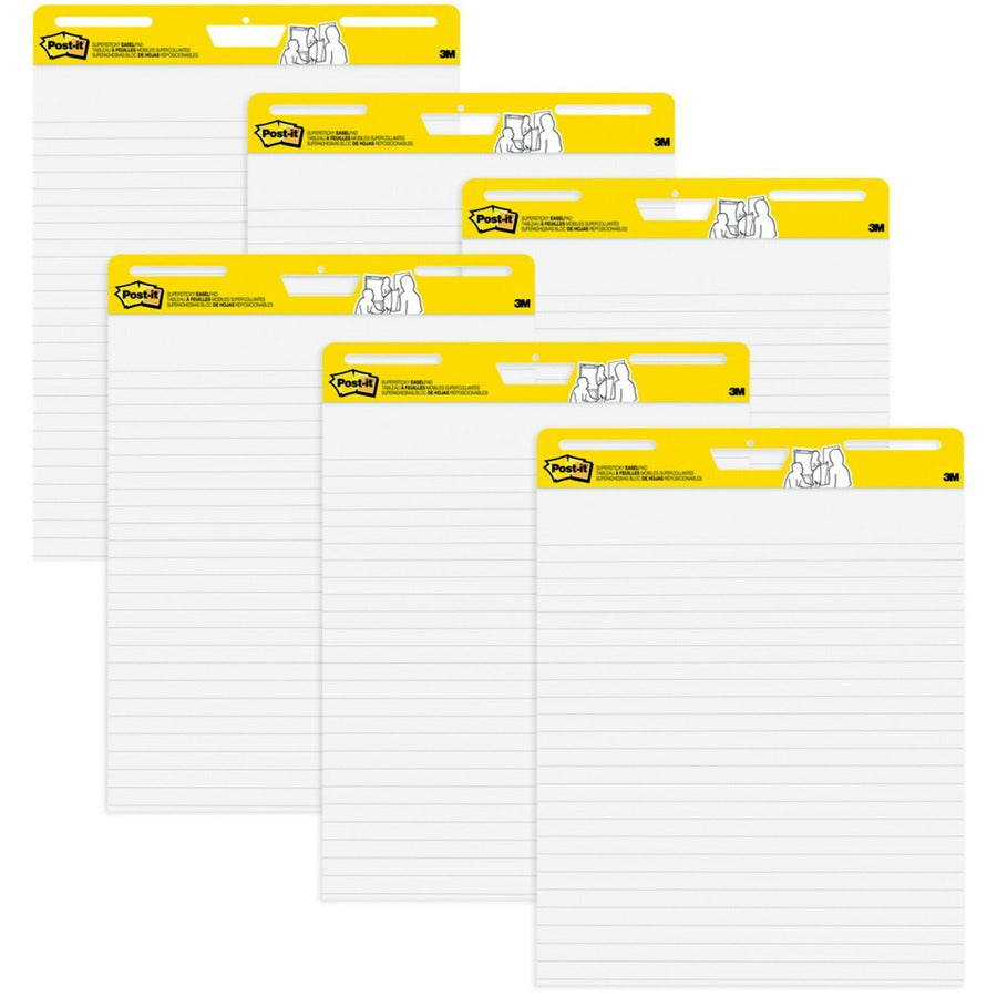Post-it® Easel Pad - 30 Sheets - Ruled Front Ruling x 25" Width x 30" Length - 6 / Carton