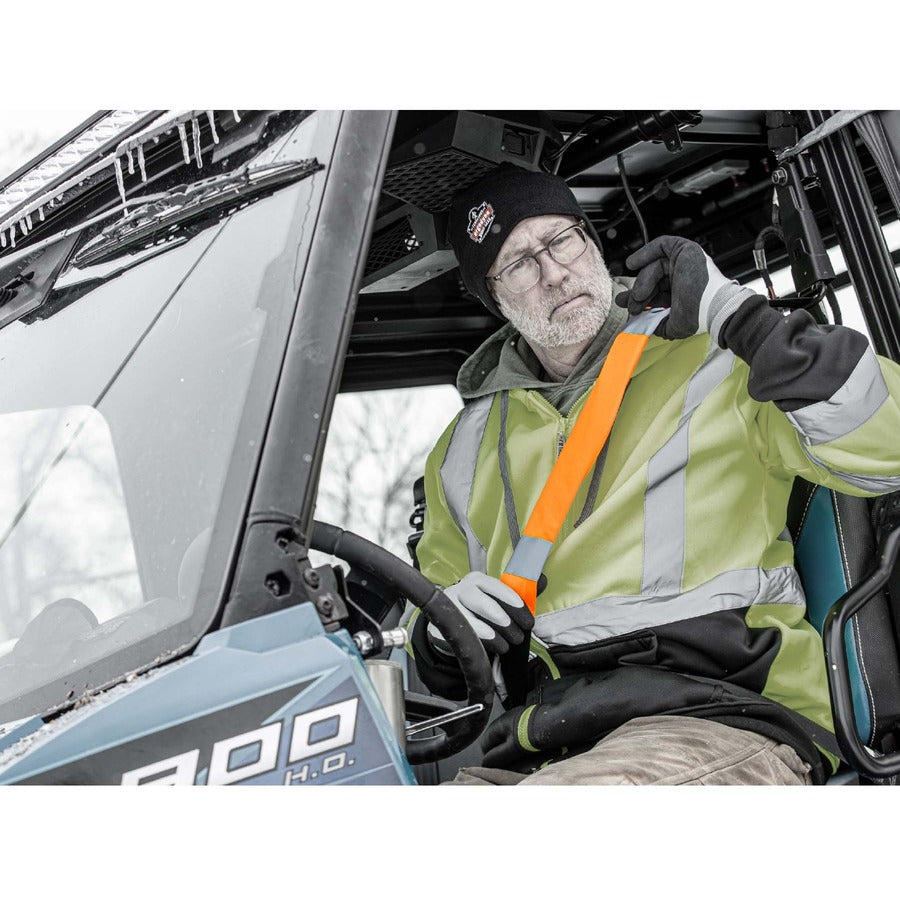 Ergodyne 8004 HI-Vis Seat Belt Cover - 3" Width x 0.5" Height x 18.5" Length - Orange - Polyester - 6 / Carton
