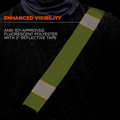 Ergodyne 8004 HI-Vis Seat Belt Cover - 3" Width x 0.5" Height x 18.5" Length - Lime - Polyester - 6 / Carton