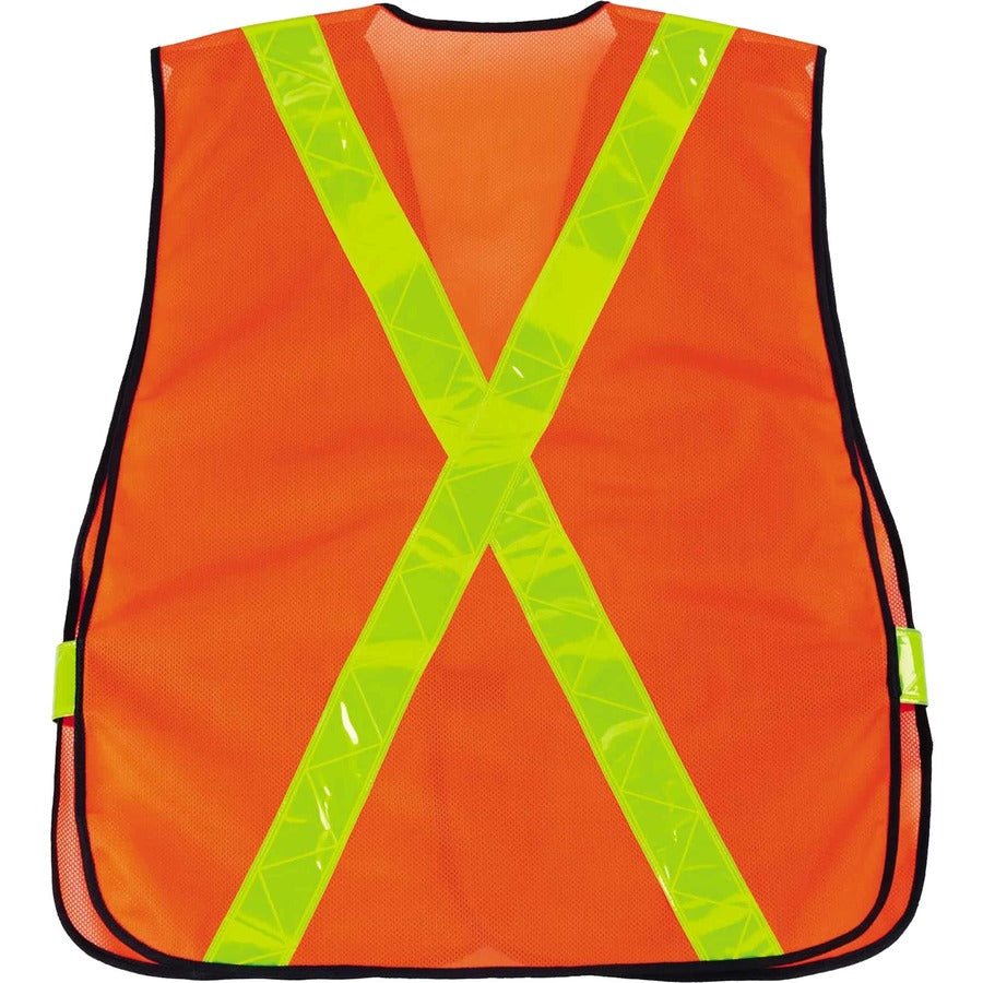 Ergodyne 8080BAX Non-Certified X-Back Vest - Hook & Loop Closure - Polyester Mesh - Orange - Reflective - 1 Each