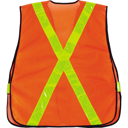 Ergodyne 8080BAX Non-Certified X-Back Vest - Hook & Loop Closure - Polyester Mesh - Orange - Reflective - 1 Each