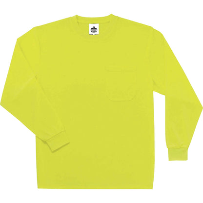 Ergodyne 8091 Non-Certified Long Sleeve T-Shirt - 2XL Size - Polyester - Lime