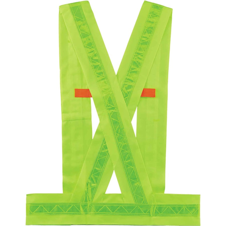 Ergodyne 8140BA Type O Class 1 Breakaway Sash - Medium/Large - Polyester - Lime - Pocket, Reflective - 1 Each