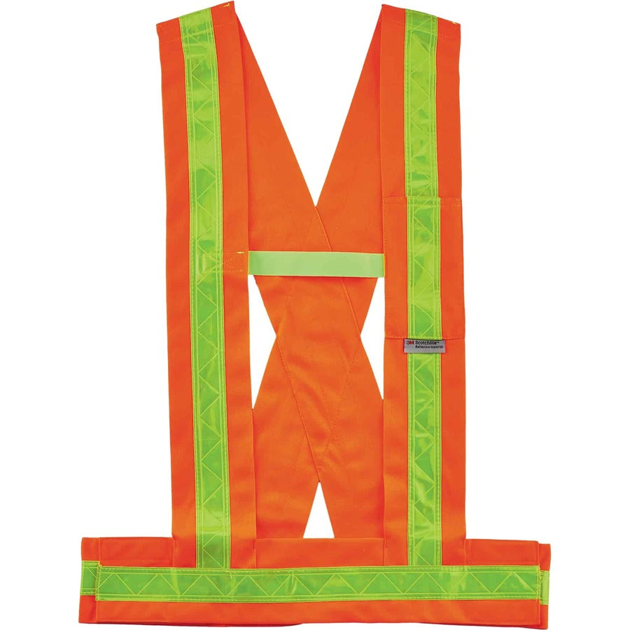 Ergodyne 8140BA Type O Class 1 Breakaway Sash - 3-Xtra Large Plus - Polyester - Orange - Pocket, Reflective - 1 Each