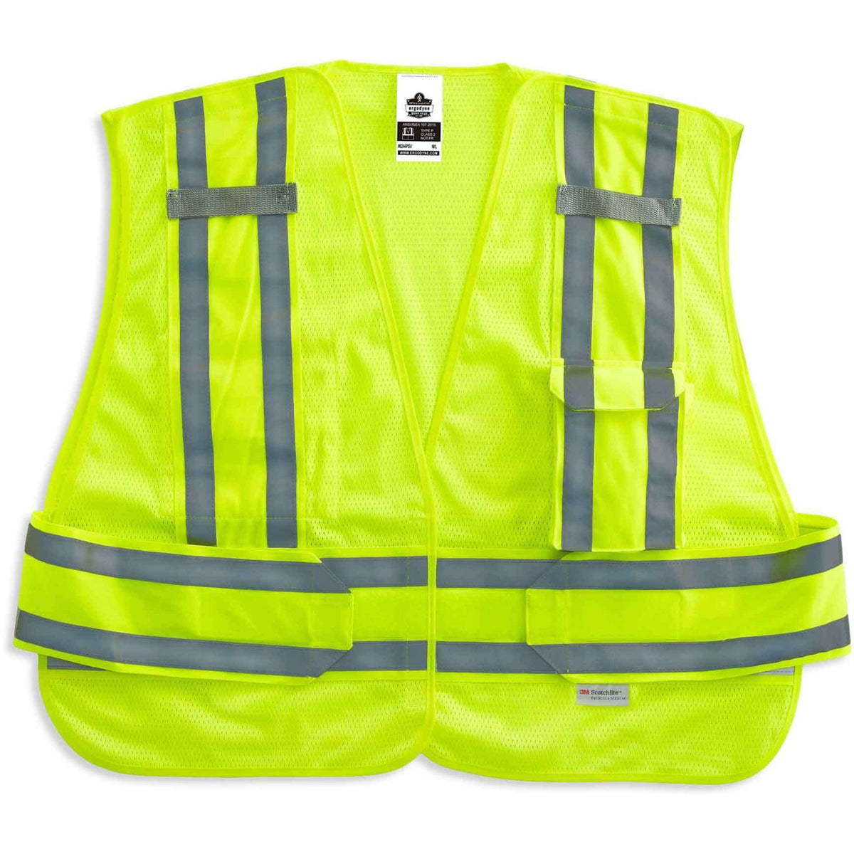Ergodyne 8244PSV Type P Class 2 Expandable Public Safety Vest - Medium/Large - Hook & Loop Closure - Lime - 1 Each