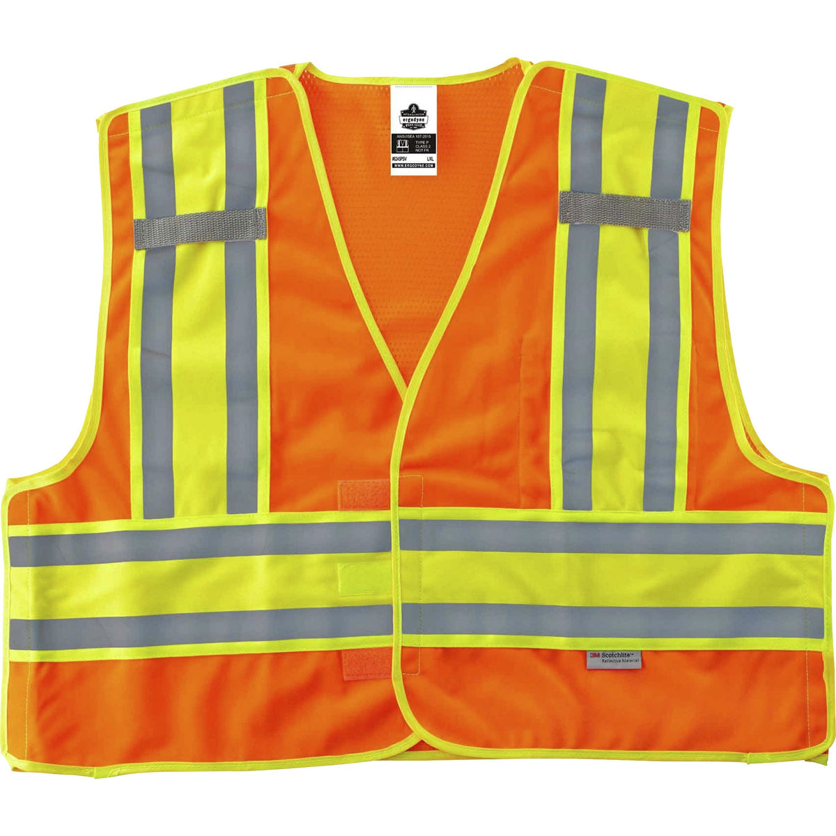 Ergodyne 8245PSV Type P Class 2 Public Safety Vest - Large/Extra Large - Hook & Loop Closure - Poly, Poly - Orange - 1 E