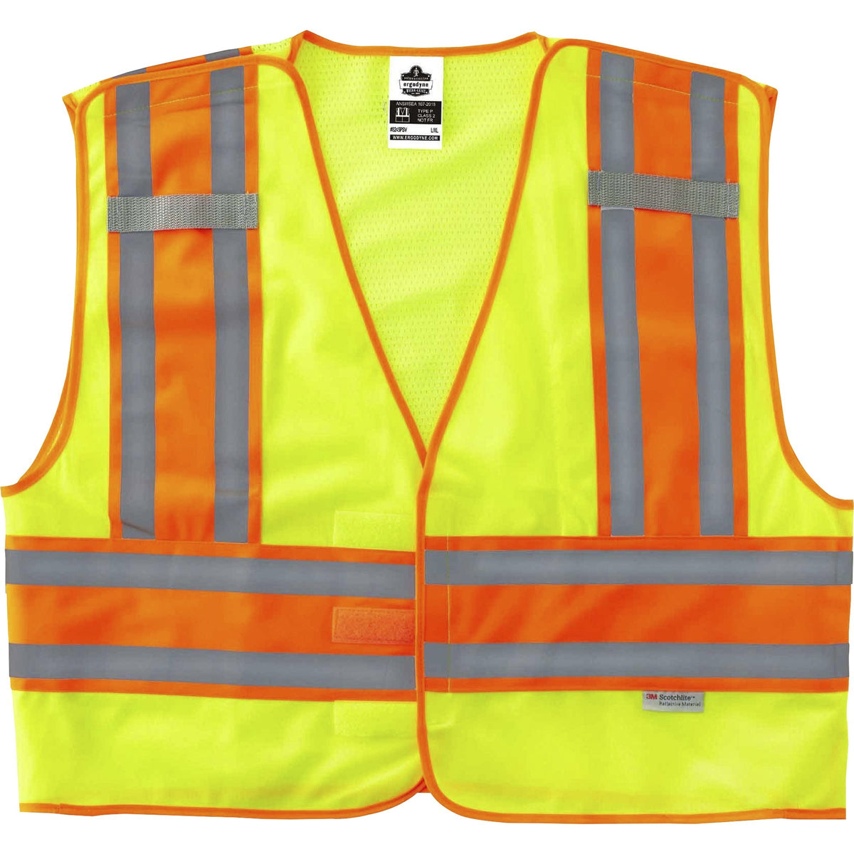 Ergodyne 8245PSV Type P Class 2 Public Safety Vest - 2-Xtra Large/3-Xtra Large - Hook & Loop Closure - Poly, Poly - Lime