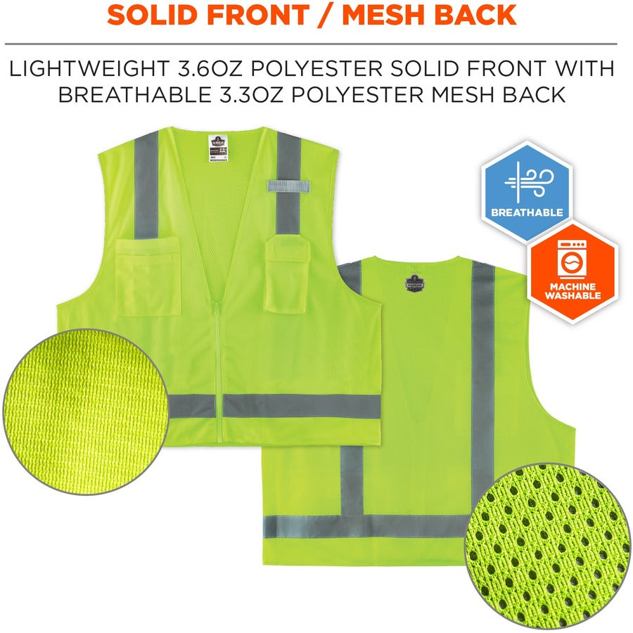 Ergodyne 8249Z Type R Class 2 Economy Surveyors Vest - Recommended for: Construction, Baggage Handling - Large/Extra Lar