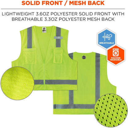 Ergodyne 8249Z Type R Class 2 Economy Surveyors Vest - Recommended for: Construction, Baggage Handling - Large/Extra Lar