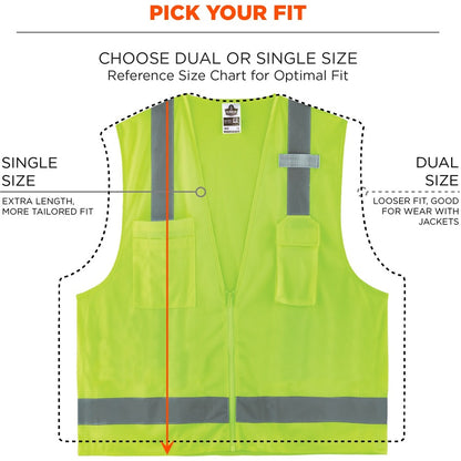 Ergodyne 8249Z Type R Class 2 Economy Surveyors Vest - Recommended for: Construction, Baggage Handling - Large/Extra Lar