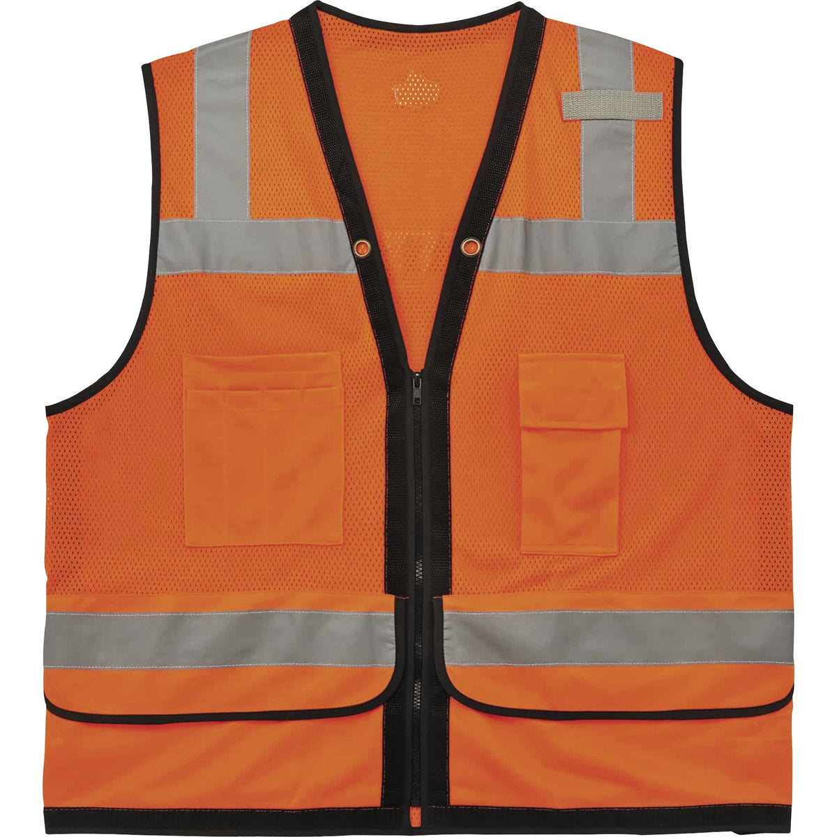 Ergodyne 8253HDZ Type R Class 2 Heavy-Duty Mesh Surveyors Vest - Small/Medium - Zipper Closure - Polyester Mesh - Orange