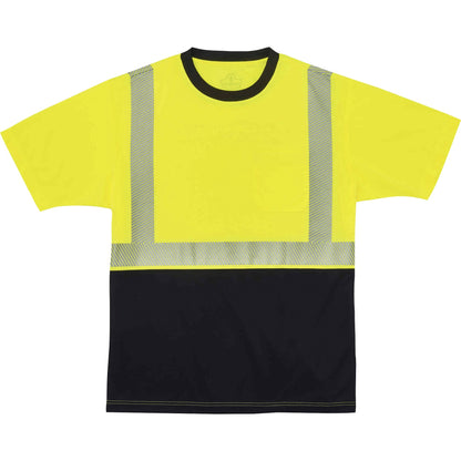 Ergodyne 8280BK Type R Class 2 Front Performance T-Shirt - Large Size - Polyester - Lime, Black