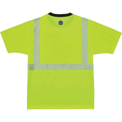 Ergodyne 8280BK Type R Class 2 Front Performance T-Shirt - 4XL Size - Polyester - Lime, Black