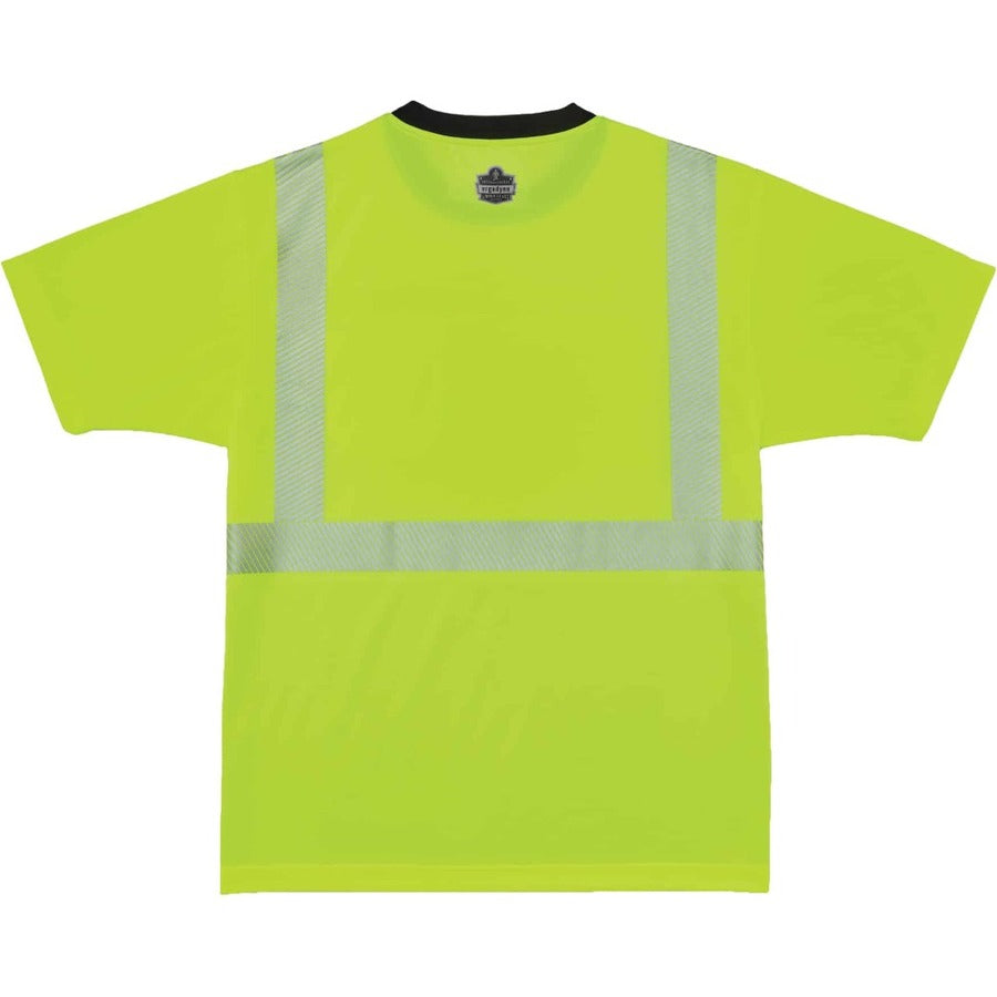 Ergodyne 8280BK Type R Class 2 Front Performance T-Shirt - 5XL Size - Polyester - Lime, Black