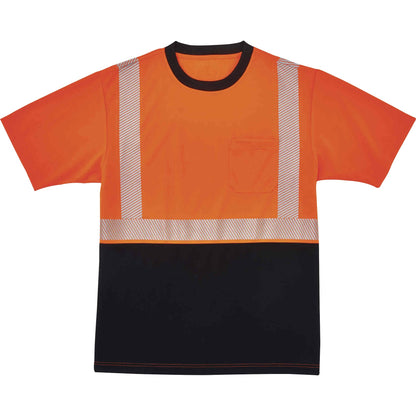 Ergodyne 8280BK Type R Class 2 Front Performance T-Shirt - Small Size - Polyester - Orange, Black
