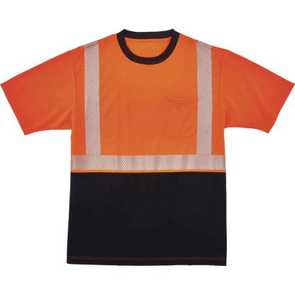 Ergodyne 8280BK Type R Class 2 Front Performance T-Shirt - Extra Large (XL) Size - Polyester - Orange, Black