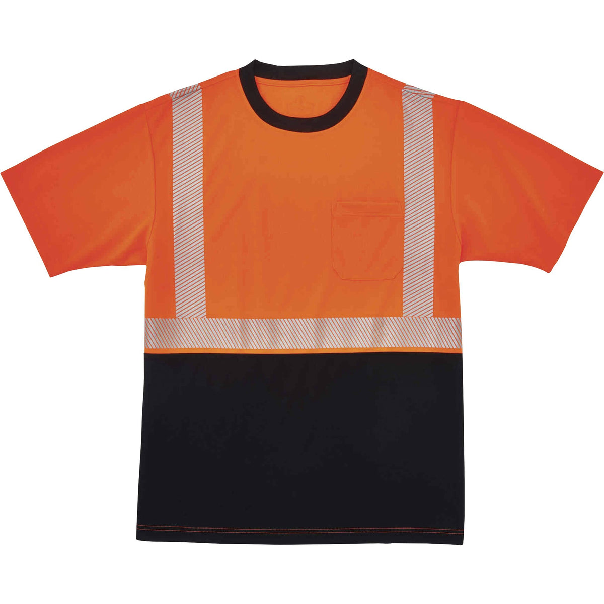 Ergodyne 8280BK Type R Class 2 Front Performance T-Shirt - 2XL Size - Polyester - Orange, Black