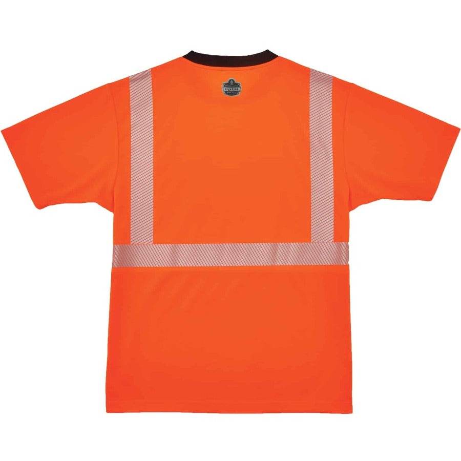 Ergodyne 8280BK Type R Class 2 Front Performance T-Shirt - 2XL Size - Polyester - Orange, Black