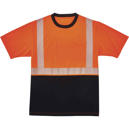 Ergodyne 8280BK Type R Class 2 Front Performance T-Shirt - 3XL Size - Polyester - Orange, Black