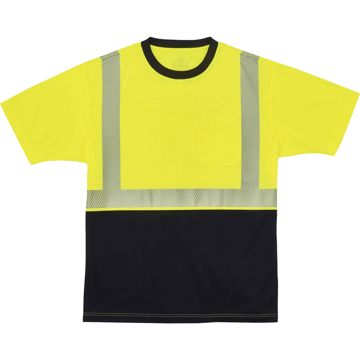 Ergodyne 8280BK Type R Class 2 Front Performance T-Shirt - Small Size - Polyester - Lime, Black