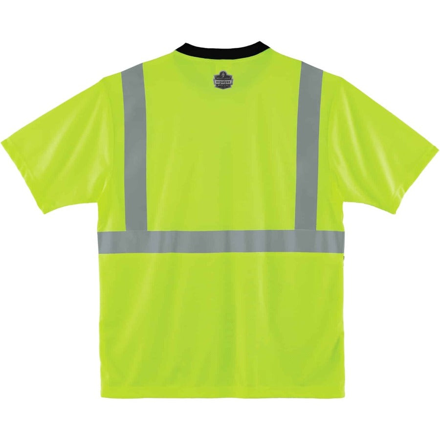 Ergodyne 8289BK Type R Class 2 Front T-Shirt - 2XL Size - Polyester - Lime, Black