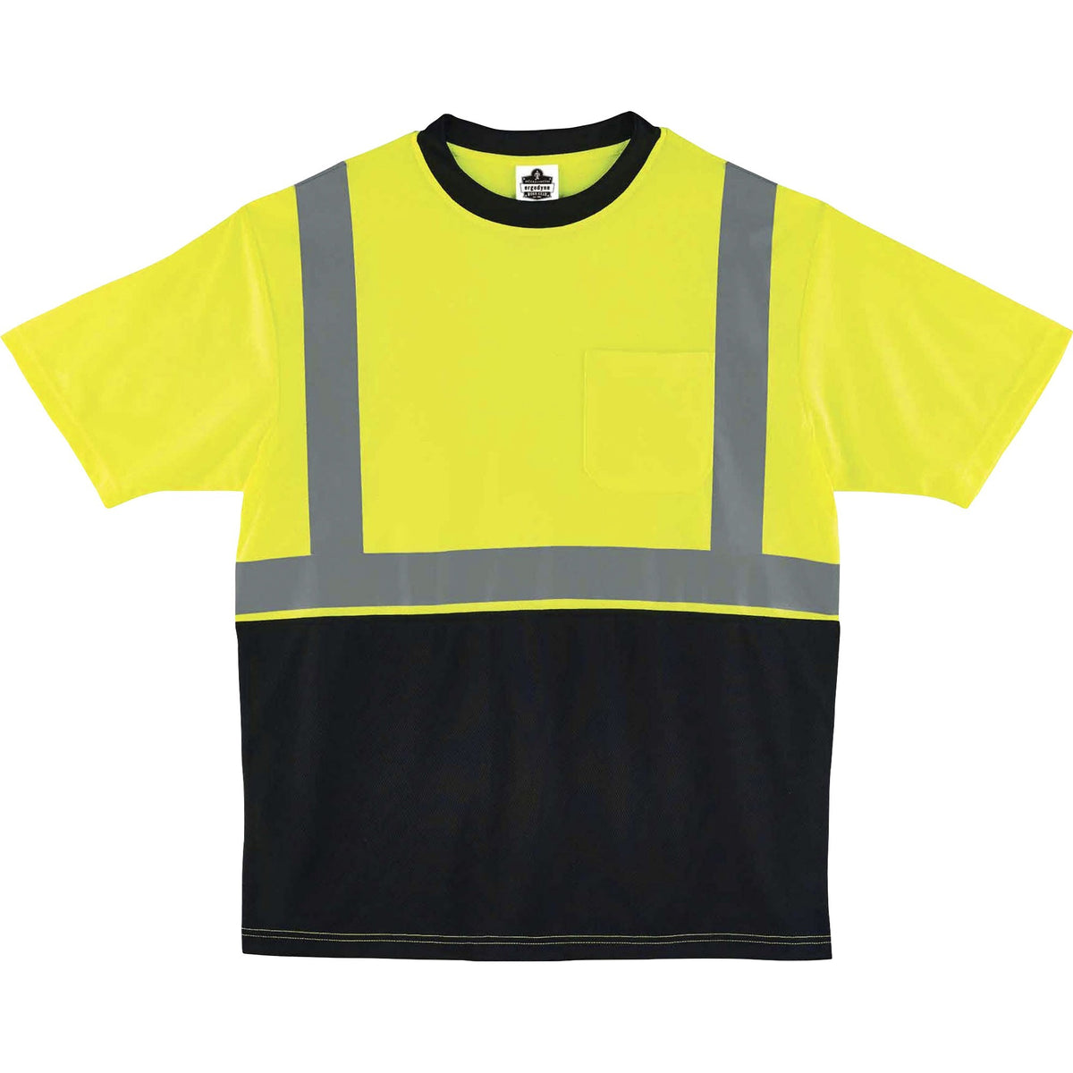 Ergodyne 8289BK Type R Class 2 Front T-Shirt - 5XL Size - Polyester - Lime, Black