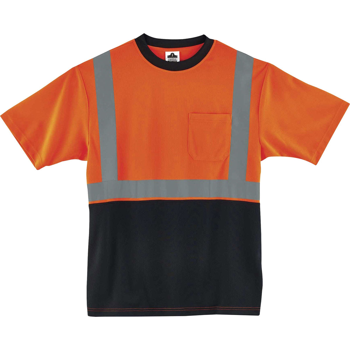 Ergodyne 8289BK Type R Class 2 Front T-Shirt - Small Size - Polyester - Orange, Black