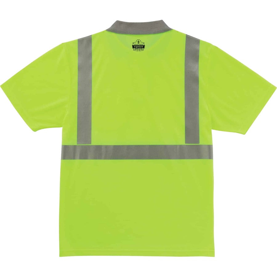 Ergodyne 8295 Type R Class 2 Polo Shirt - Extra Large (XL) Size - Unisex - Polyester - Lime