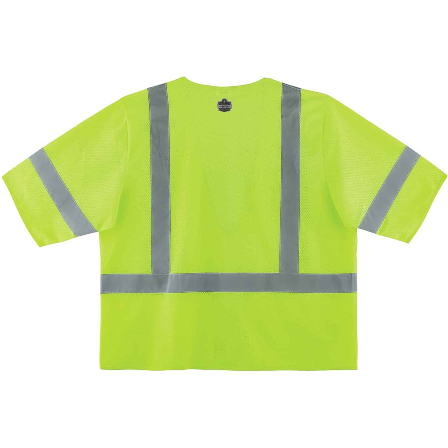 Ergodyne 8320Z Type R Class 3 Standard Vest - 2-Xtra Large/3-Xtra Large - Zipper Closure - Polyester Mesh - Lime - 1 Eac
