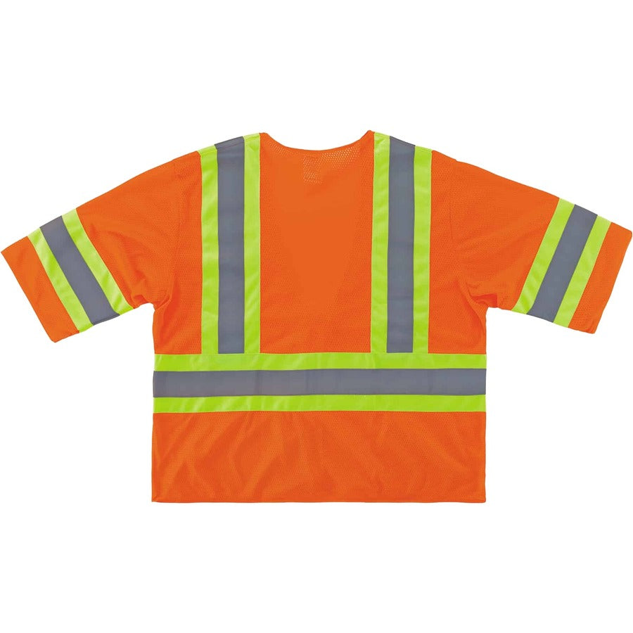 Ergodyne 8330Z Type R Class 3 Two-Tone Vest - 2-Xtra Large/3-Xtra Large - Zipper Closure - Polyester Mesh - Orange - 1 E