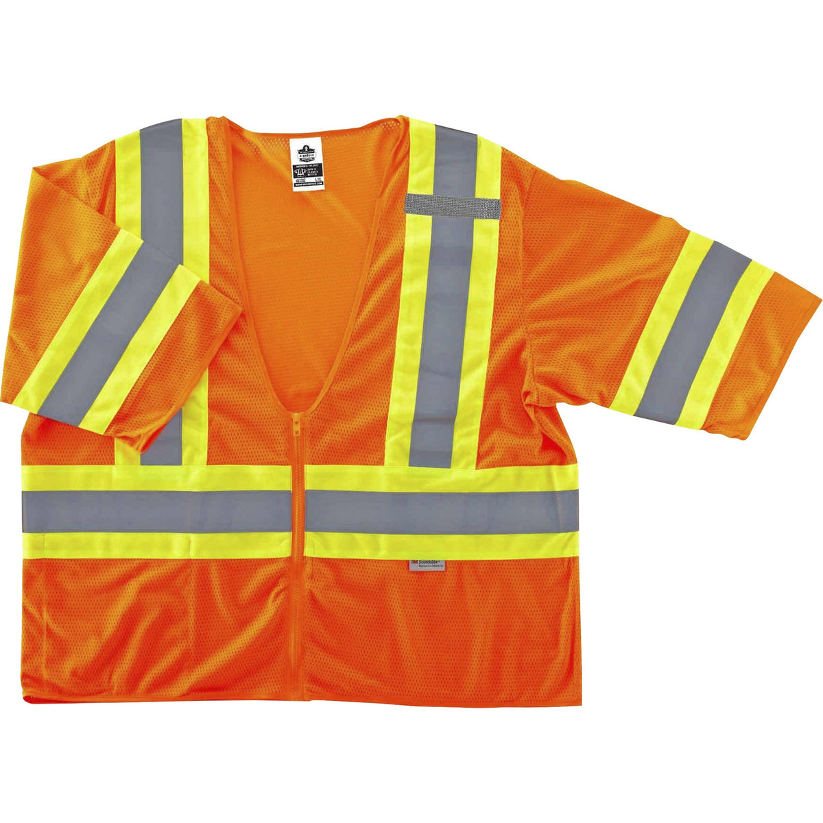 Ergodyne 8330Z Type R Class 3 Two-Tone Vest - 2-Xtra Large/3-Xtra Large - Zipper Closure - Polyester Mesh - Orange - 1 E