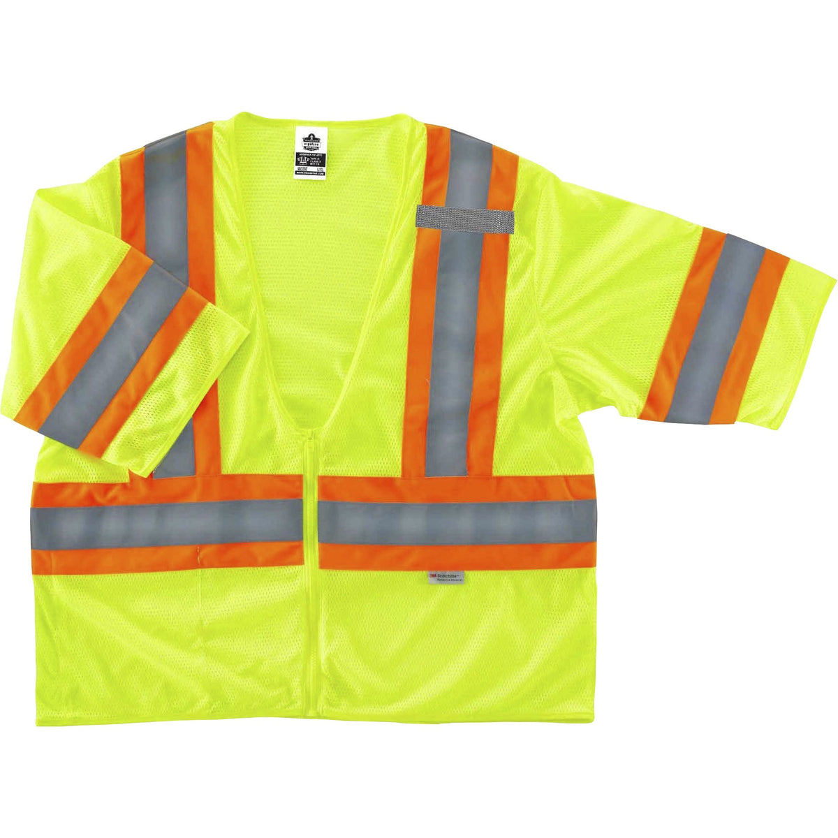 Ergodyne 8330Z Type R Class 3 Two-Tone Vest - Large/Extra Large - Zipper Closure - Polyester Mesh - Lime - Pocket, Mic T
