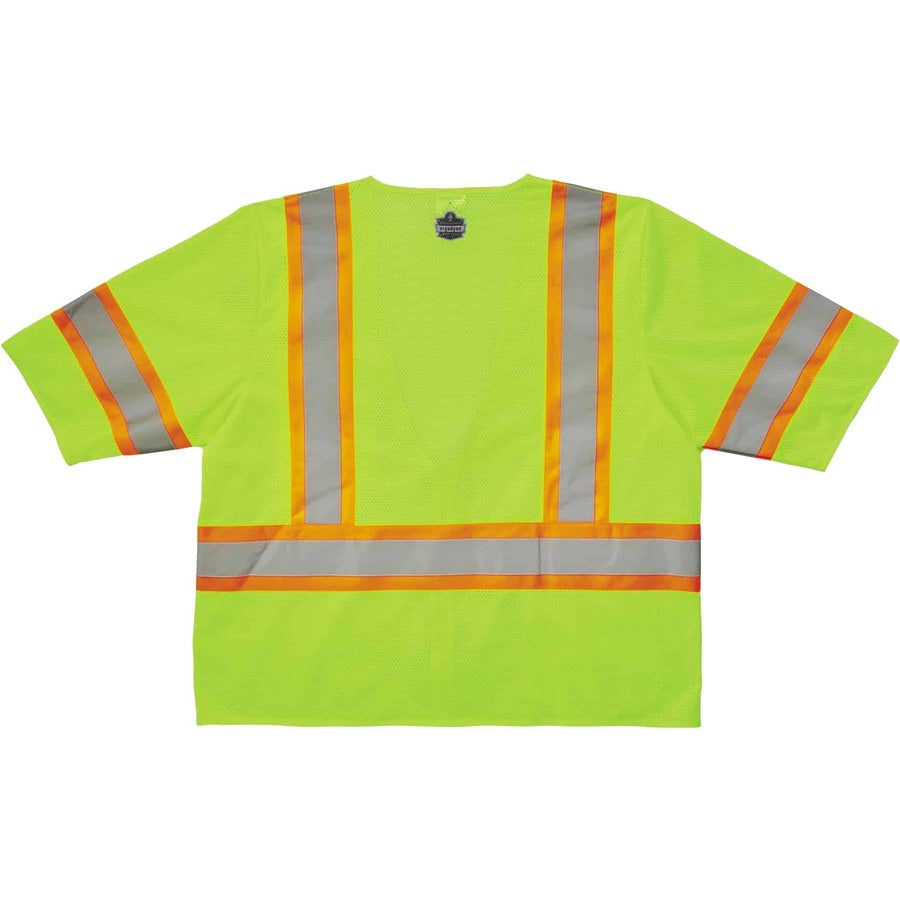 Ergodyne 8330Z Type R Class 3 Two-Tone Vest - 4-Xtra Large - Zipper Closure - Polyester Mesh - Lime - Pocket, Mic Tab, R