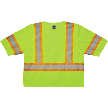 Ergodyne 8330Z Type R Class 3 Two-Tone Vest - 4-Xtra Large - Zipper Closure - Polyester Mesh - Lime - Pocket, Mic Tab, R