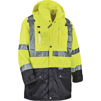 Ergodyne 8386 Type R Class 3 Outer Shell Jacket - Large - Rain, Dirt Protection - Zipper Closure - 1 Each