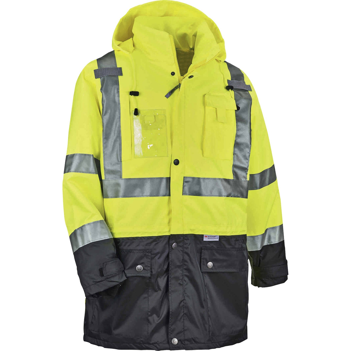 Ergodyne 8386 Type R Class 3 Outer Shell Jacket - 4-Xtra Large - Rain, Dirt Protection - Zipper Closure - 1 Each