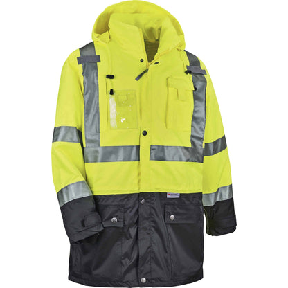 Ergodyne 8386 Type R Class 3 Outer Shell Jacket - 5-Xtra Large - Rain, Dirt Protection - Zipper Closure - 1 Each
