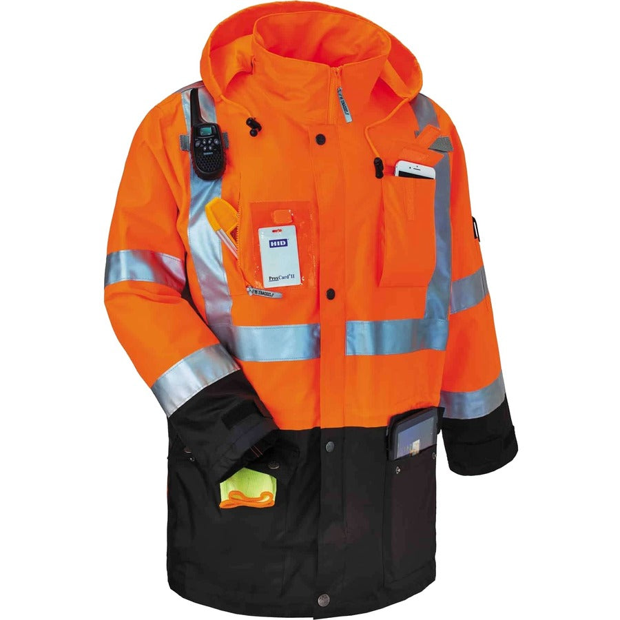 Ergodyne 8386 Type R Class 3 Outer Shell Jacket - Medium - Rain, Dirt Protection - Zipper Closure - 1 Each