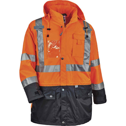 Ergodyne 8386 Type R Class 3 Outer Shell Jacket - Extra Large - Rain, Dirt Protection - Zipper Closure - 1 Each